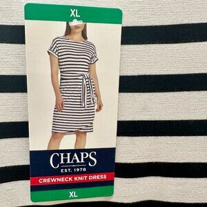New Chaps Women's Stretch Knit Midi Dress Size XL Stripe Vacation Coastal Beach